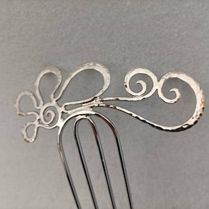 Pettine a 4 punte in ottone battuto a mano e rodiato,fermacapelli elegante,forchetta per capelli,french twist hair comb, forcella