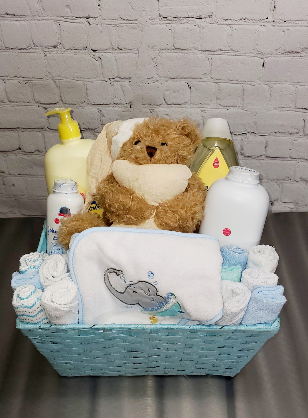 Baby Bath Gift Basket Boy Etsy