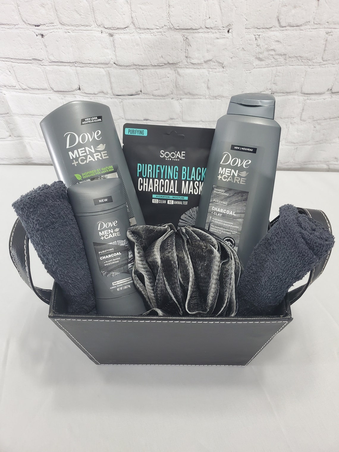 Dove Men's charcoal Body Care Gift Set Black Etsy