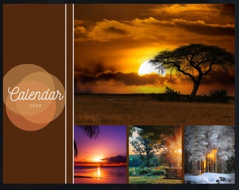 PRINTABLE 2024 Wall Calendar Digital PDF Instant Download 2024 Monthly ...