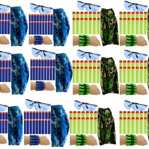 Wishery Accessories Nerf Party For 12 Person - Nerf Elite Dart Firing Blaster - Compatible Blasters  - Foam Dart Bullets - Wrist Ammo Holder