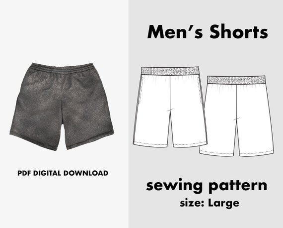 Men's Shorts PDF Pattern Size: Large | Etsy