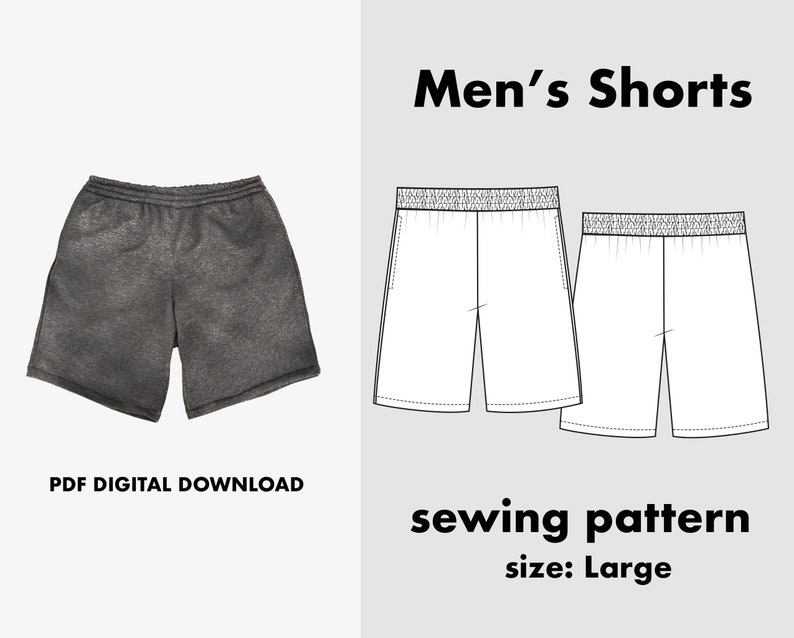 Men's Shorts PDF Pattern Size: Large - Etsy