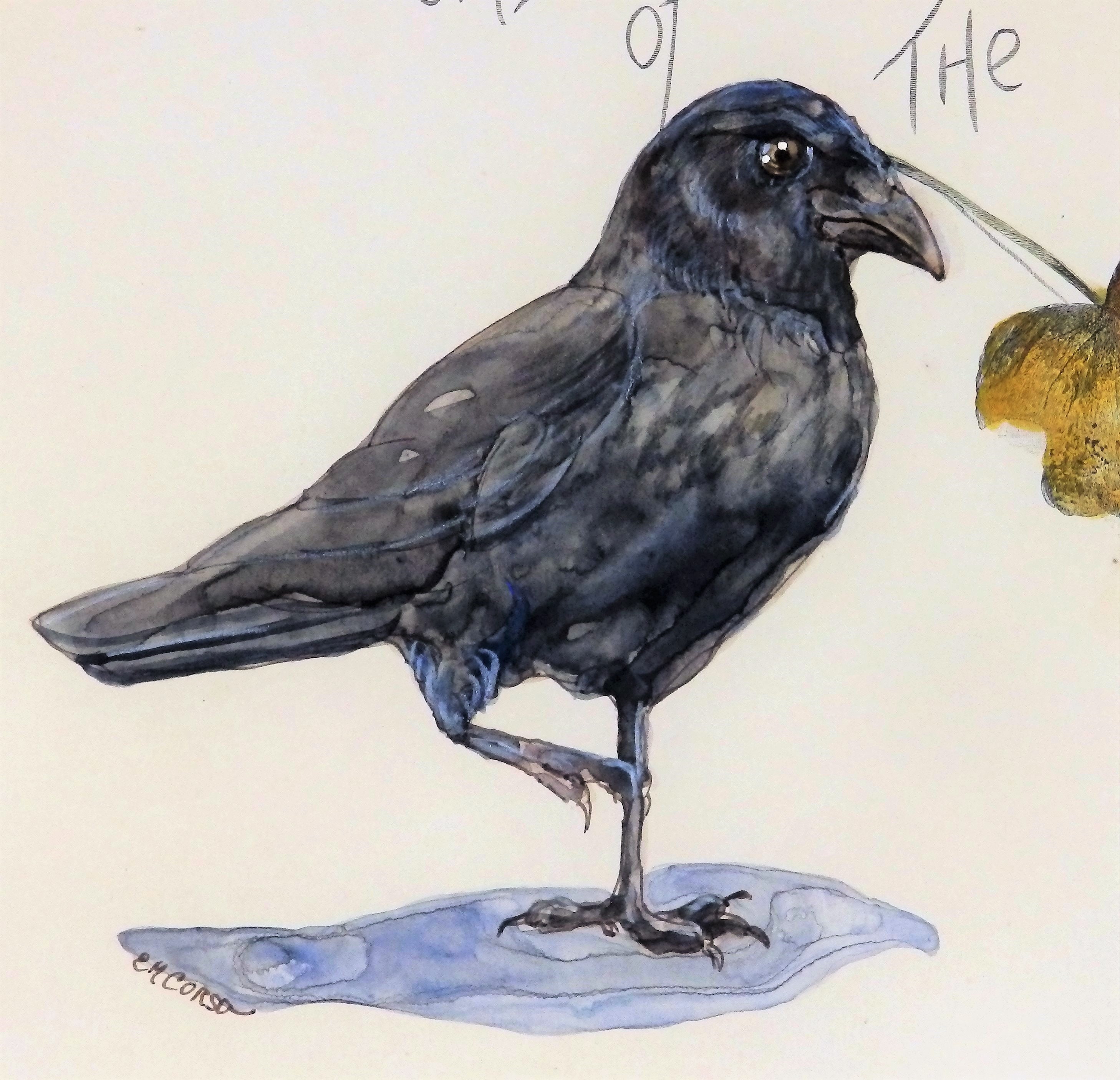 Crow Painting on antique book page from the 1800's bird Etsy