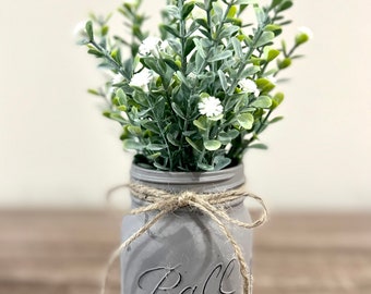 Mason Jar Vase | Farmhouse | artificial flowers |vase| neutral home decor| Modern Farmhouse| bridal flowers | spring table decor|event decor
