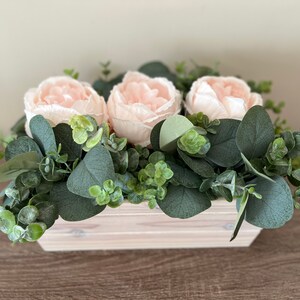 Peony flower centerpiece | Bridal shower flowers| artificial arrangement |Peonies and eucalyptus| wedding centerpiece| table decor