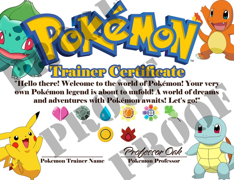 Official Pokémon Trainer Certificate Instant Download | Etsy