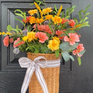 Hanging Basket Wreath for Front Door , Housewarming Gift, Hanging  Basket for front Door, Home Decor Wreath, Wall Decor,New Home Gift
