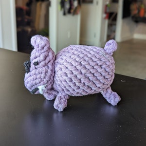 Purple Hippo Rope Chew Toy