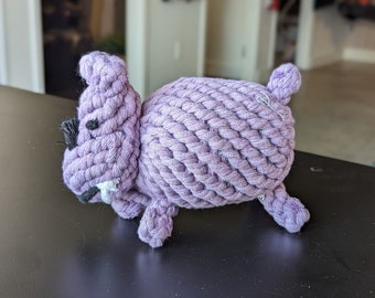 Purple Hippo Rope Chew Toy