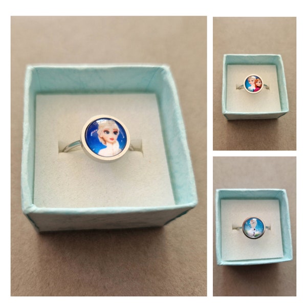 Jolie bague Elsa Anna Olaf pour enfant - taille ajustable