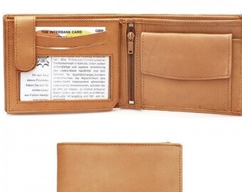 Classic FAIRTRADE wallet in beige made of genuine leather, handmade - 2-LEA-840