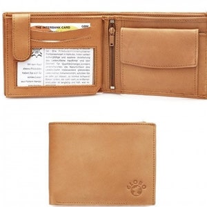 Cartera clásica FAIRTRADE en color beige hecha de cuero genuino, hecha a mano - 2-LEA-840