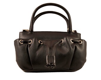 Sac à Main éco-responsable WeBe - Poignées Bois & Languettes Cuir - Turquoise/ Naturel