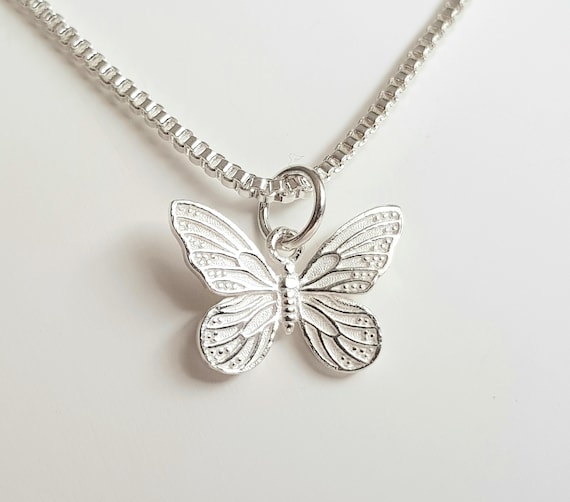 Collier Papillon 3D En Acier Inoxydable - Pendentif Argenté Pour Femme