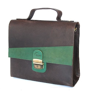 small FAIRTRADE handmade shoulder bag made of eco leather in dark brown - 2-LOF-203