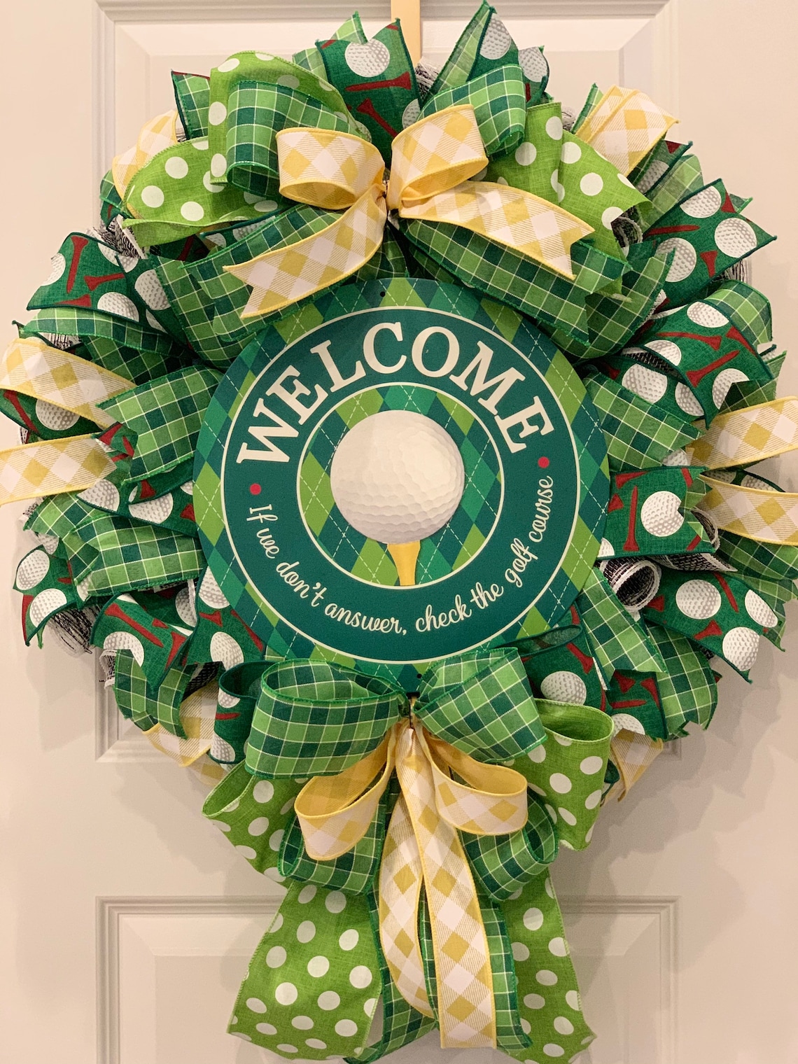 golf wreath for front door Green golf theme decor Etsy