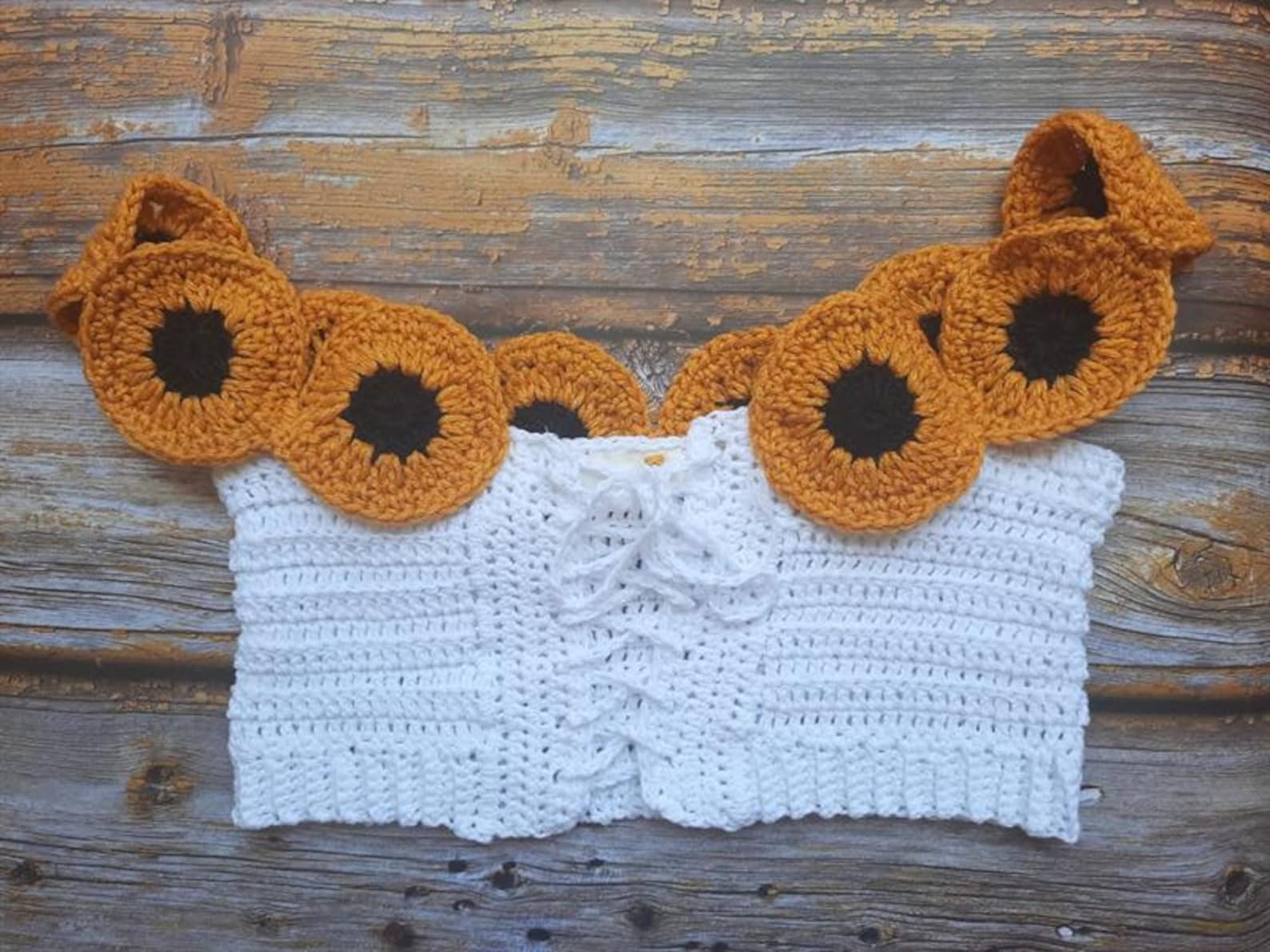 Handmade Sunflower Crochet Crop Top Etsy