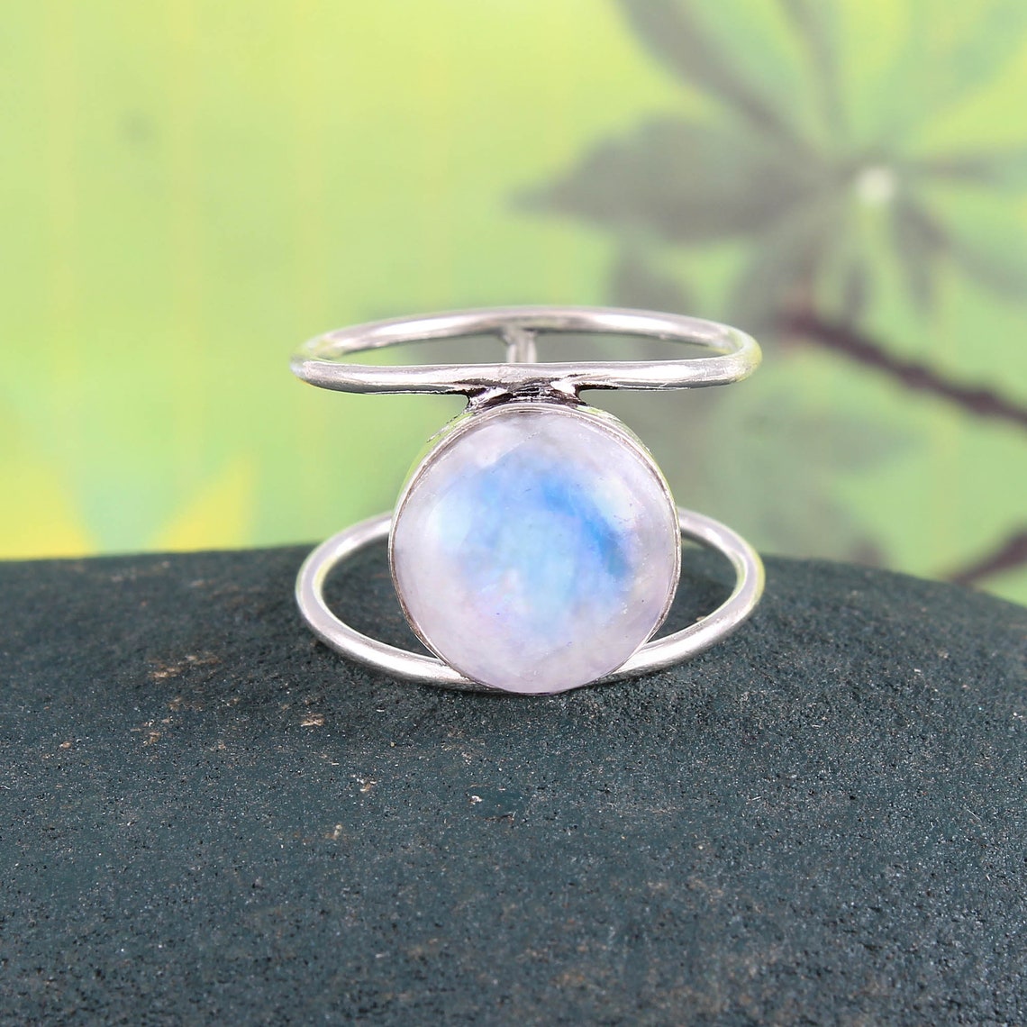 Rainbow Moonstone Ring Moonstone Gemstone Silver Ring 925 Etsy