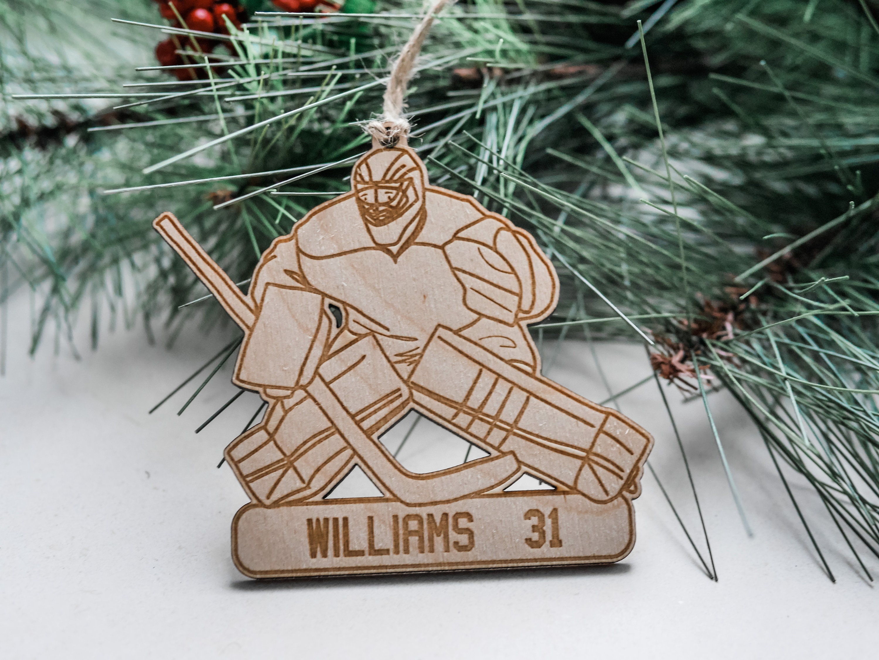 Custom Engraved Name Hockey Goalie Ornament Christmas Etsy