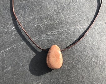 Necklace Moonstone tumbled stone pendant, stone of femininity