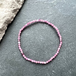 Pink tourmaline bracelet 2.5 mm faceted, protective stone for body, mind and soul