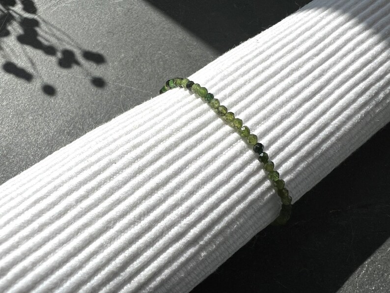 Armband Turmalin grün 3mm facettiert, Schutzstein für Körper, Geist und Seele Bild 8