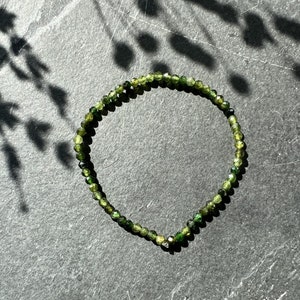 Bracelet green tourmaline 3 mm faceted, protective stone for body, mind and soul