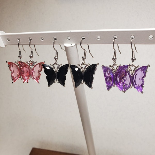 Pretty butterfly earrings on stainless steel hooks. Hypoallergenic hooks. Gifts for girls. Statement jewelry. Butterfly jewellery.