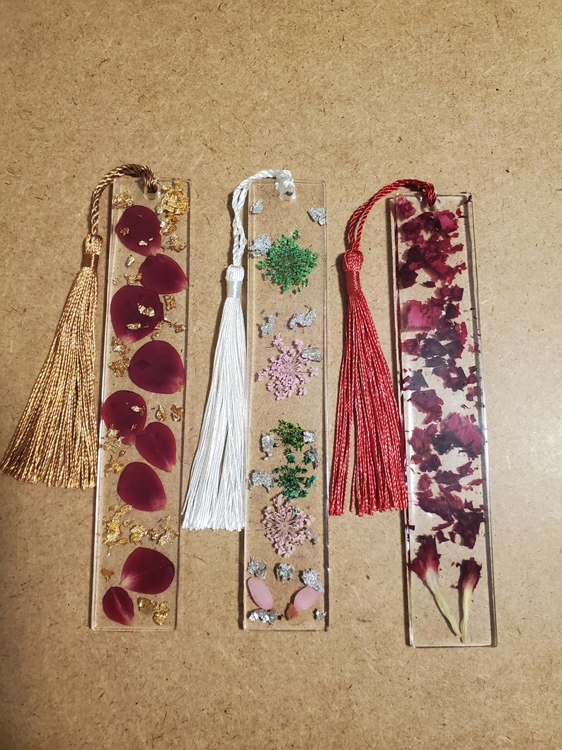 Handmade Medium Epoxy Resin Bookmark with Real Pressed Etsy