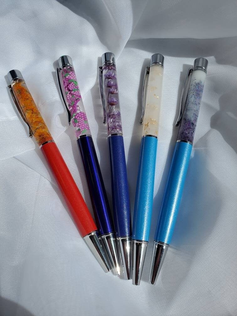 Decorative pens. Resin and floral pens. Glitter pen. UV resin Etsy