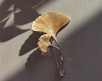 Ginkgo  Brooch For Women Men，Silver plated 18K Gold， Ginkgo Brooch Pin Hat Decoration Coat Pin Clothing Accessories Bag, Gifts For Her