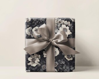 Papel de regalo floral blanco: papel de regalo vintage moderno para cumpleaños y aniversarios.