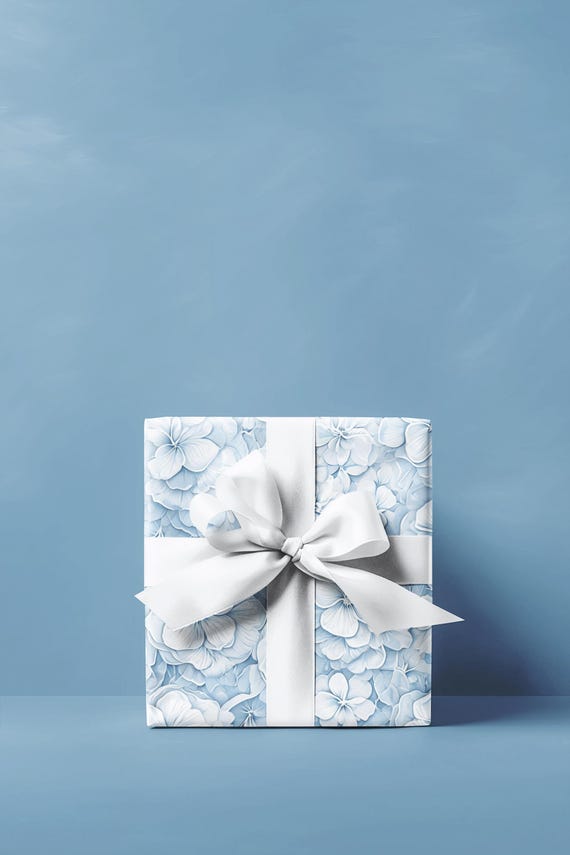 Blue Hydrangea Wrapping Paper, Floral Gift Wrap, Flower Wrap Sheets, Wedding, Baby Shower, Birthday Gift Wrap, Summery Wrapping Paper