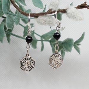 Yin Yang Dangle Earrings, Silver Yin Yang Earrings, Symbolic Earrings, Drop Earrings, Balance Jewelry, Gift for Her