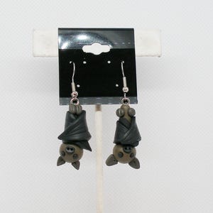 Hanging Bat Earrings - Gothic Earrings - Halloween Jewelry - Bat Lover Gift - Spooky Accessories