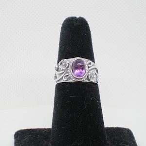 Amethyst Wide Band Ring - Statement Ring - Wide Band Ring for Women - February Gem Ring