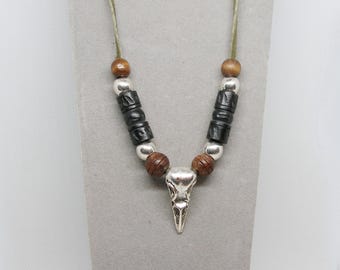 Raven Skull Pendant: Gothic Crow Jewelry, Witchy Charm