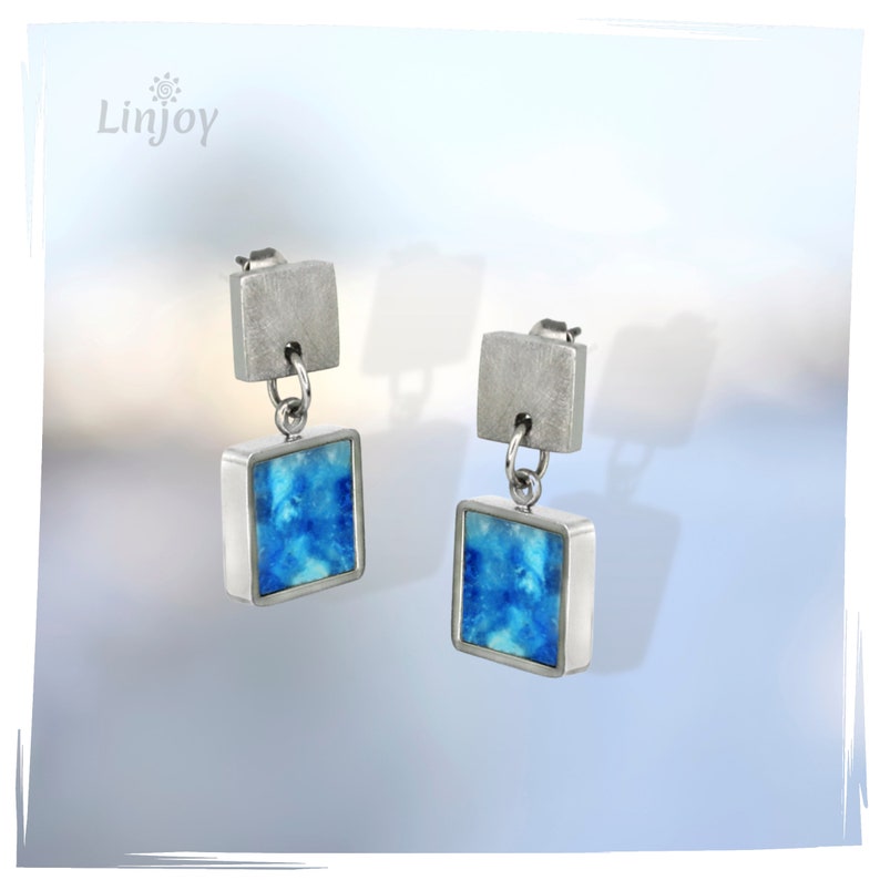 Quadratische Ohrringe Edelstahl Designer Ohrringe geometrisch Ohrringe Chirurgenstahl für Allergiker Farbauswahl Linjoy Jewelry Bild 4