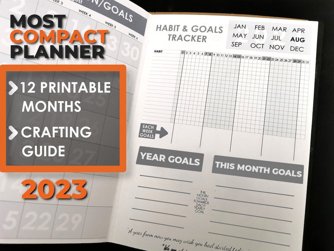 Minimalistic A4 Printable Habit & Goals Planner 2023 Goals Tracker