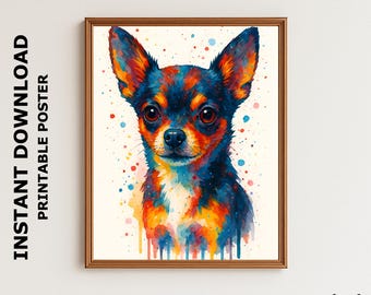 Pop Art Chihuahua Poster | Abstrakter Hundedruck | Moderne Haustier Wandkunst | Sofort Download