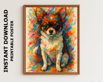 Pop Art Chihuahua Poster | Abstrakter Hundedruck | Moderne Haustier Wandkunst | Sofort Download