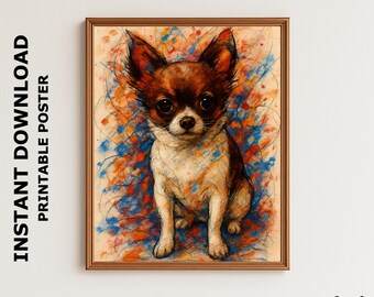 Pop Art Chihuahua Poster | Abstrakter Hundedruck | Moderne Haustier Wandkunst | Sofort Download