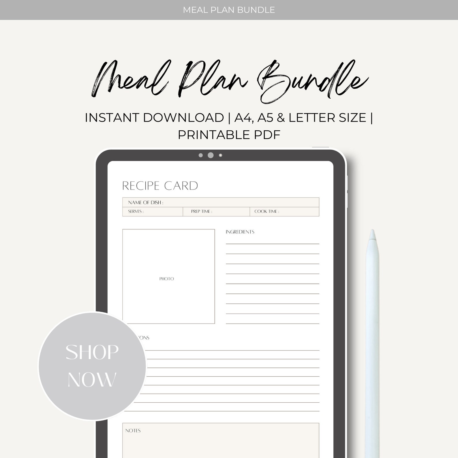 Minimalist Meal Plan Template, Meal Plan Print, Grocery Lists Printable ...