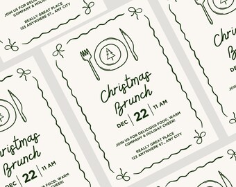 Christmas Brunch Invitation Template | Holiday Brunch Invite | Friendsmas | Family Party