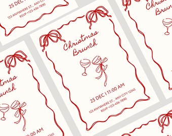 Christmas Brunch Invitation Template | Holiday Brunch Invite | Friendsmas | Family Party