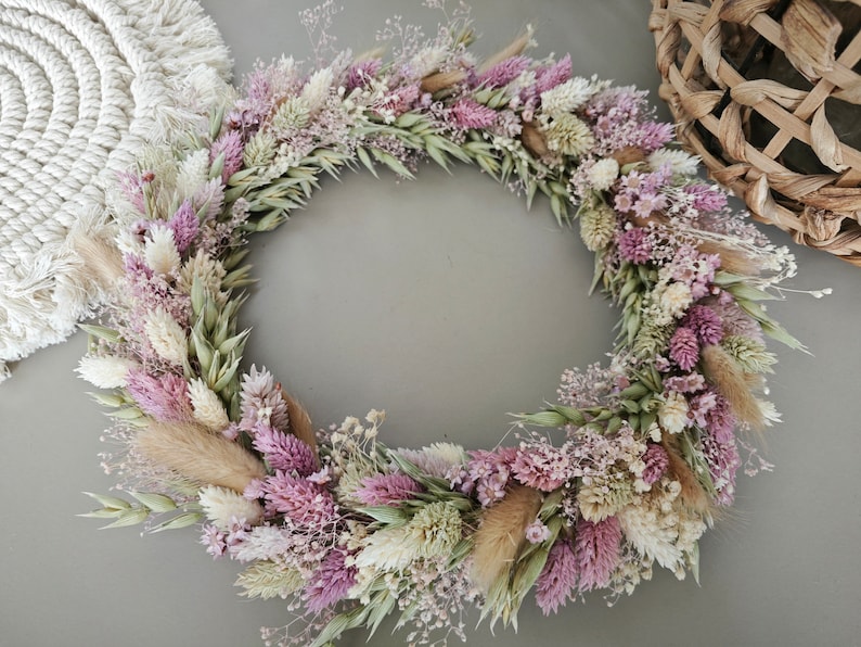 Dried flower wreath Door wreath Dried flower ring Wedding Gift Flower wreath Decoration Eucalyptus Window decoration Spring image 7