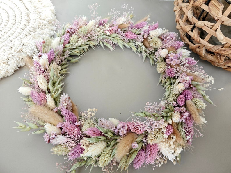 Dried flower wreath Door wreath Dried flower ring Wedding Gift Flower wreath Decoration Eucalyptus Window decoration Spring image 1