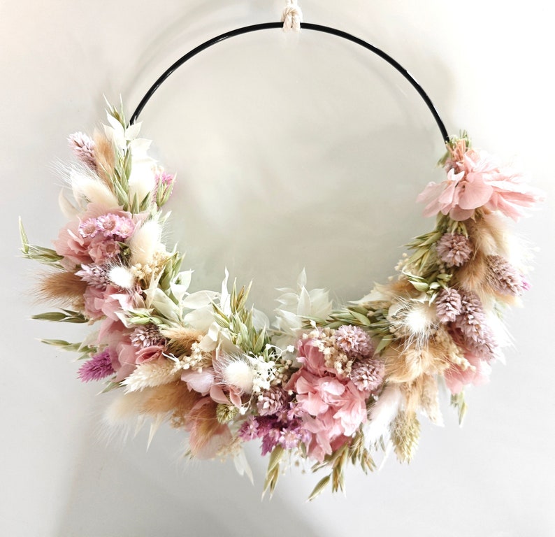 Dried flower wreath Door wreath Dried flower ring Wedding Gift Flower wreath Decoration Eucalyptus Window decoration Spring image 1