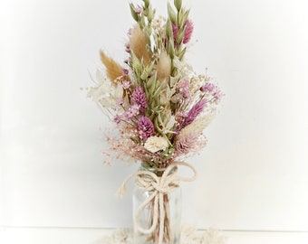 Trockenblumenstrauß | Trockenblumen Tischdeko | Strauß mit Vase | Blumenstrauß | Hochzeit Tischdeko | Tischdekoration Geburtstag